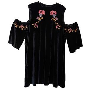 Want‎ and Need I Velvet Cold Shoulder Dress